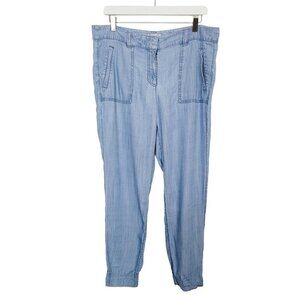 Loft Outlet Sz 10 Chambray Jogger Cargo Pants Mid Rise Lyocell Casual Leisure